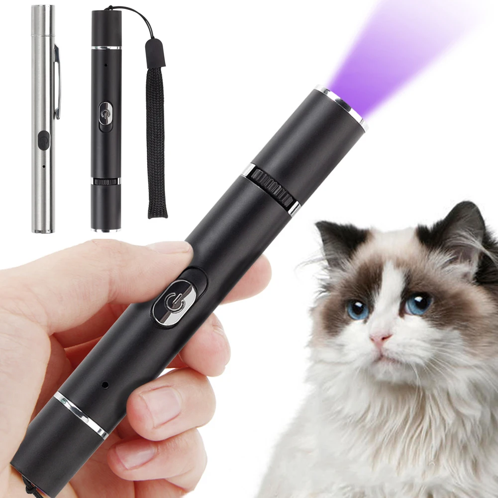 UV Black Light Pen Flashlight USB Charging Money Ore Moldy Food Pet Stains Cat Tinea Leakage Invisible Ink Marker Checker