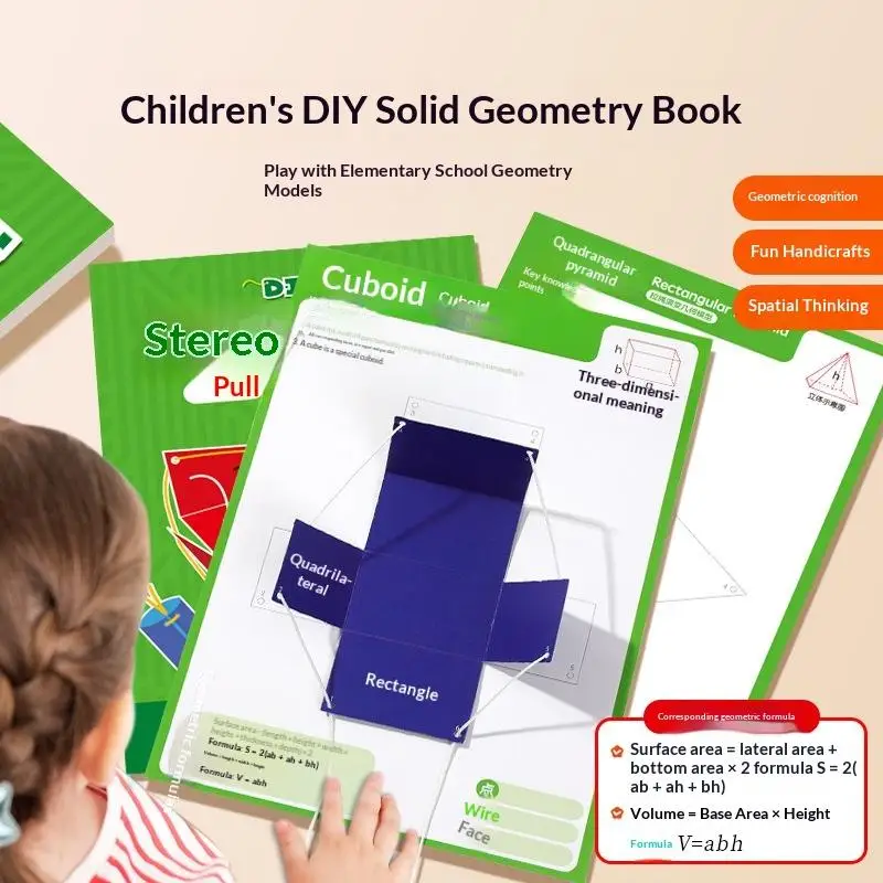 Montessori Book 1 Set Educational Tracing Workbook Spatial Thinking DIY Math Learning 3D Geometry