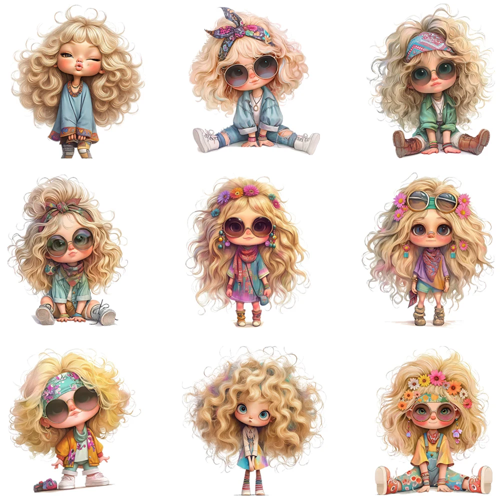 15cm enfants dessin animé original fille vêtements imprimer fer sur DTF transfert de chaleur autocollant bricolage T-shirt fer sur transfert patchs décalcomanies