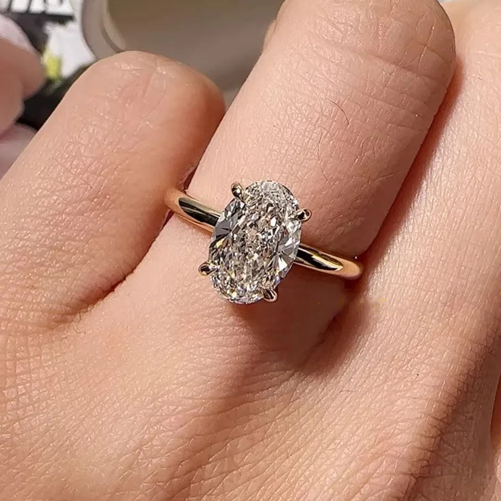 18K gold Diamond Ring Oval 1-5CT IGI Lab Growing Diamond wedding & engagement ring Factory custom Valentine's Day gift view 3