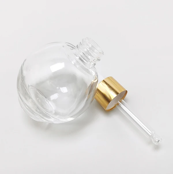 Ball-Shape Dropper Glass Bottle Perfume Spherical Refill Metal Cap Essence Massage Oils Serum Aromatherapy Liquid for Pipette