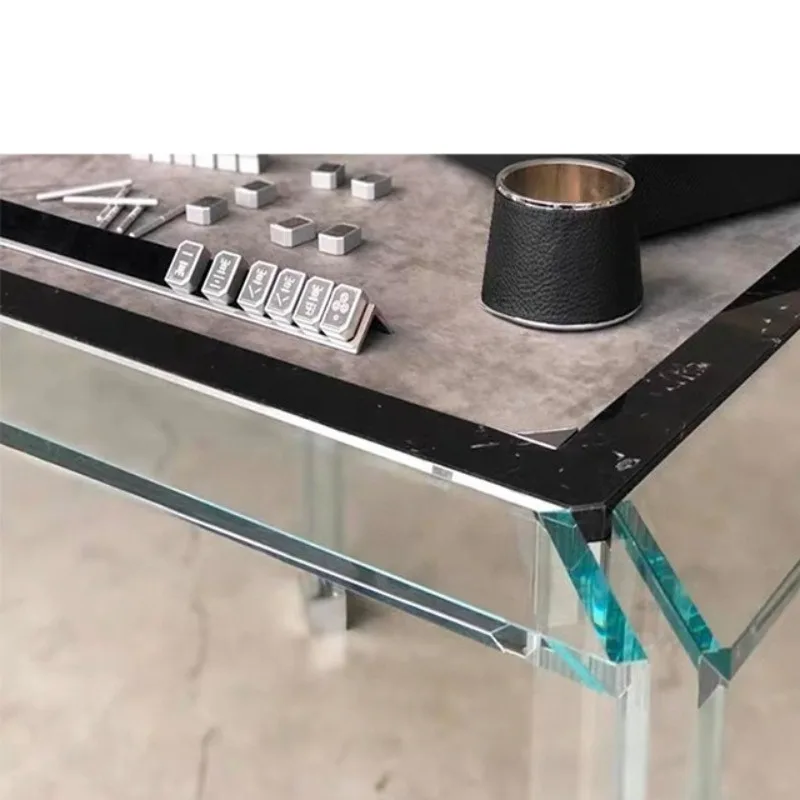 Italian minimalist crystal glass mahjong table