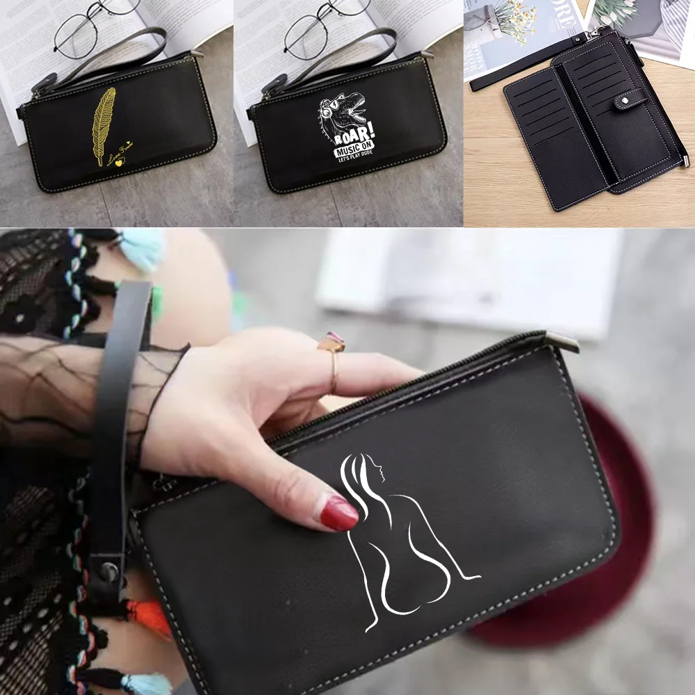 

Кошелек-клатч минималистичный, большой вместимости, из кожи, серия White Picture, с множеством отделений для карт, на молнии, для монет, унисекс