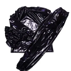 PVC Transparent Plastic Pants Tops Black Soft Smooth Round Neck T-shirt Pullover ABDL Waterproof Couple Private Party Panties