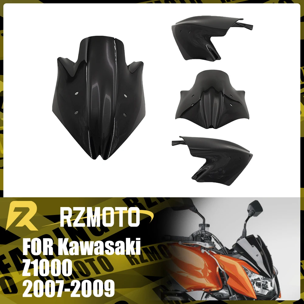 

Motorcycle Accessories Windshield For KAWASAKI Z1000 2007-2009 2008 Front Double Bubble Wind Deflector Windscreen Black