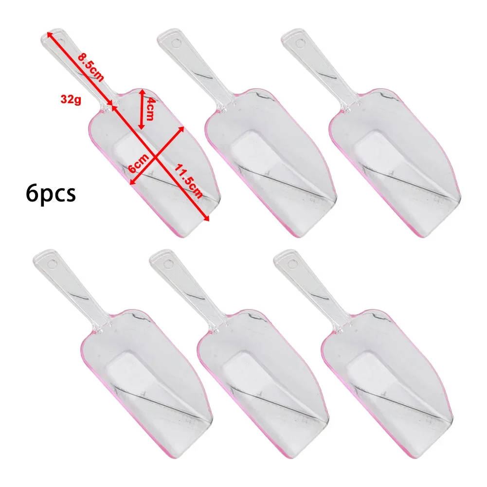 6Pcs Transparent Plastic Ice Scoops Food Candy Dessert Ice Cream Scoop For Birthday Party Multi-Purpose Mini Ice Shovel Kitchen