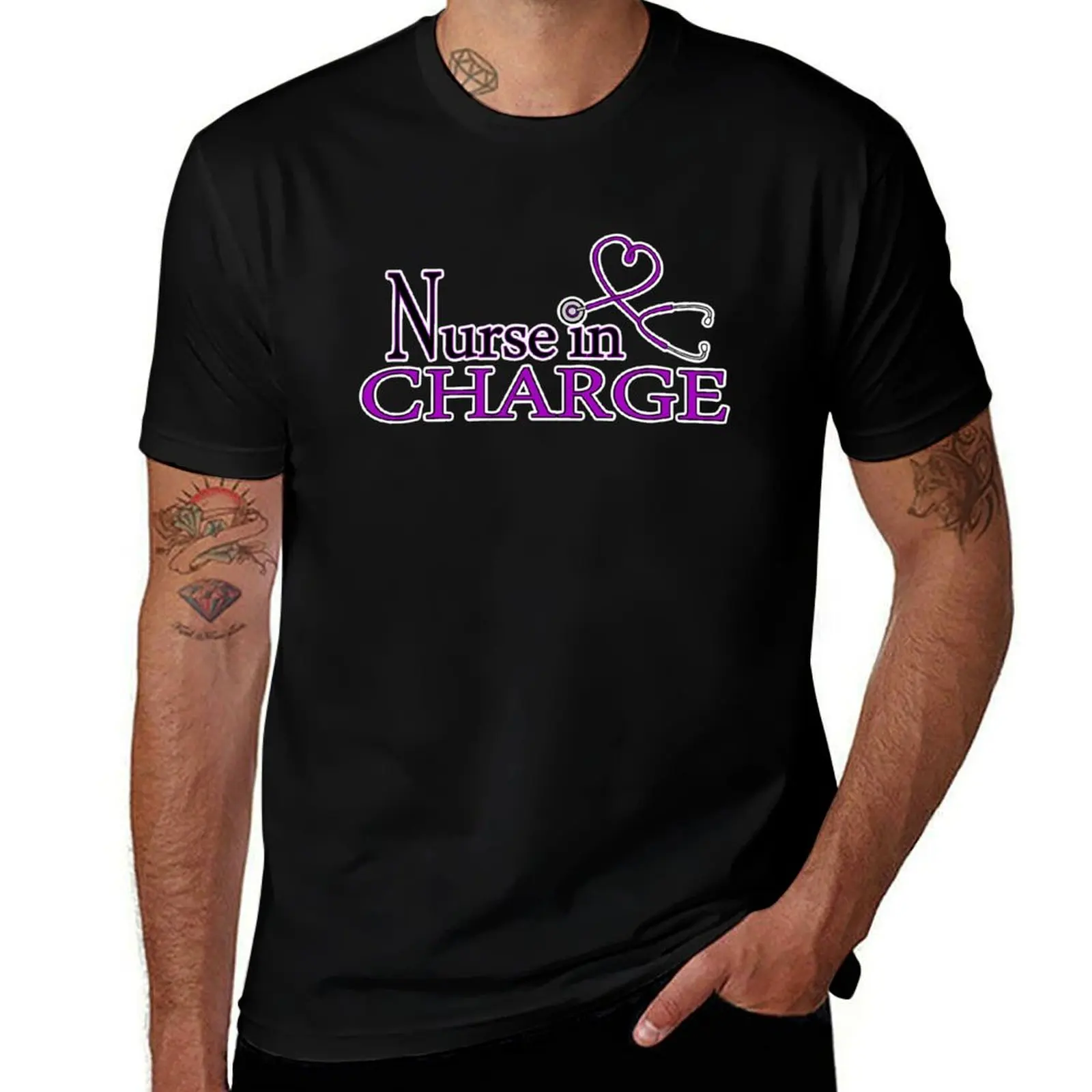 Nurse in Charge - Purple T-Shirt Outdoor Work Short Sleeve Top T-Shirt