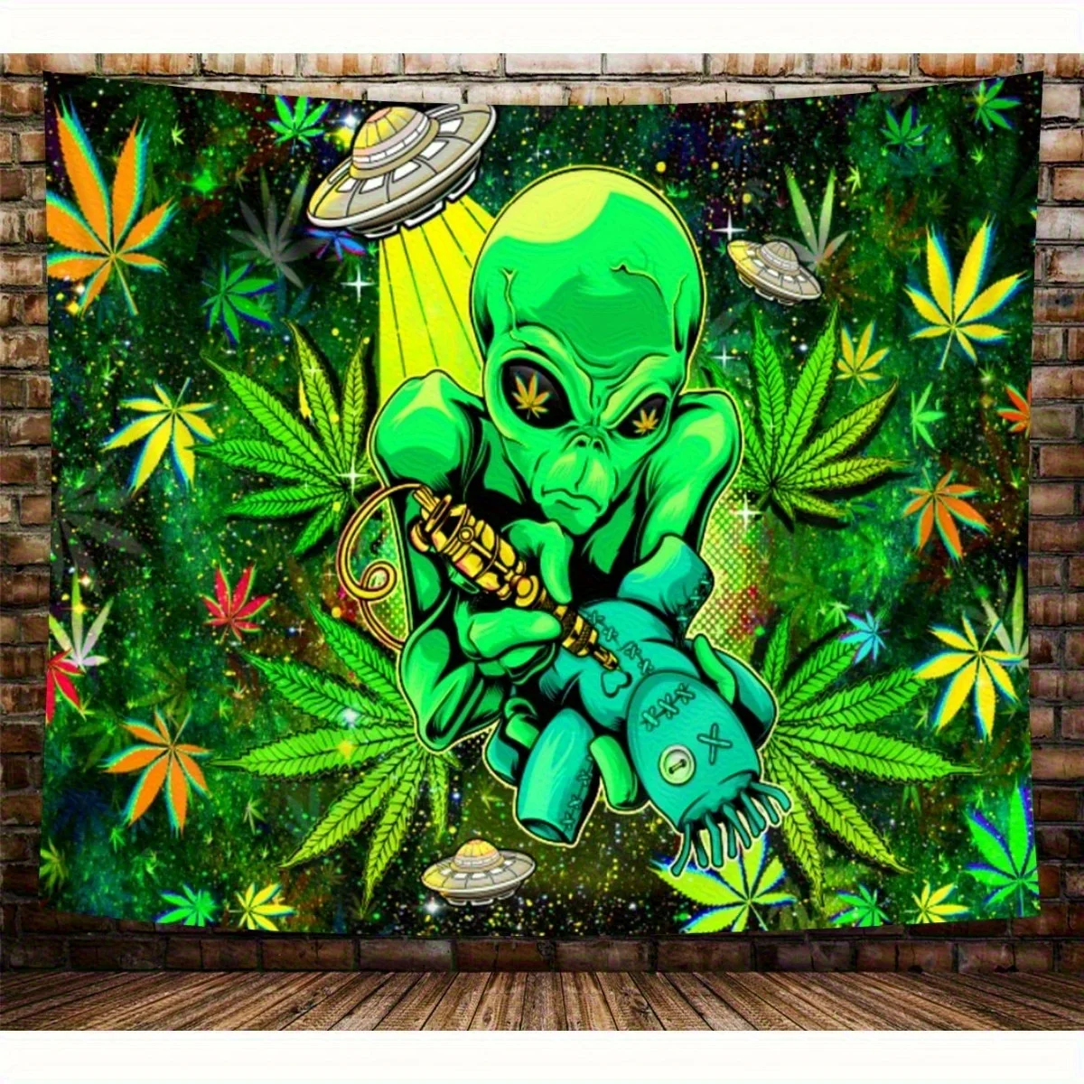 VIKAMA Alien Psychedelic Tapestry Living Room Feature Wall Music Party Theme Wall Hanging Guesthouse Room Decor