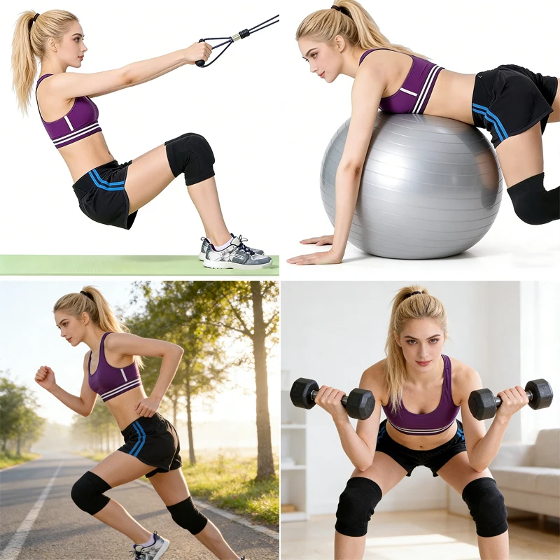 Rodilleras de compresión deportiva, Protector de rodilla elástico, rodillera de esponja gruesa, soporte para baile, entrenamiento, Yoga
