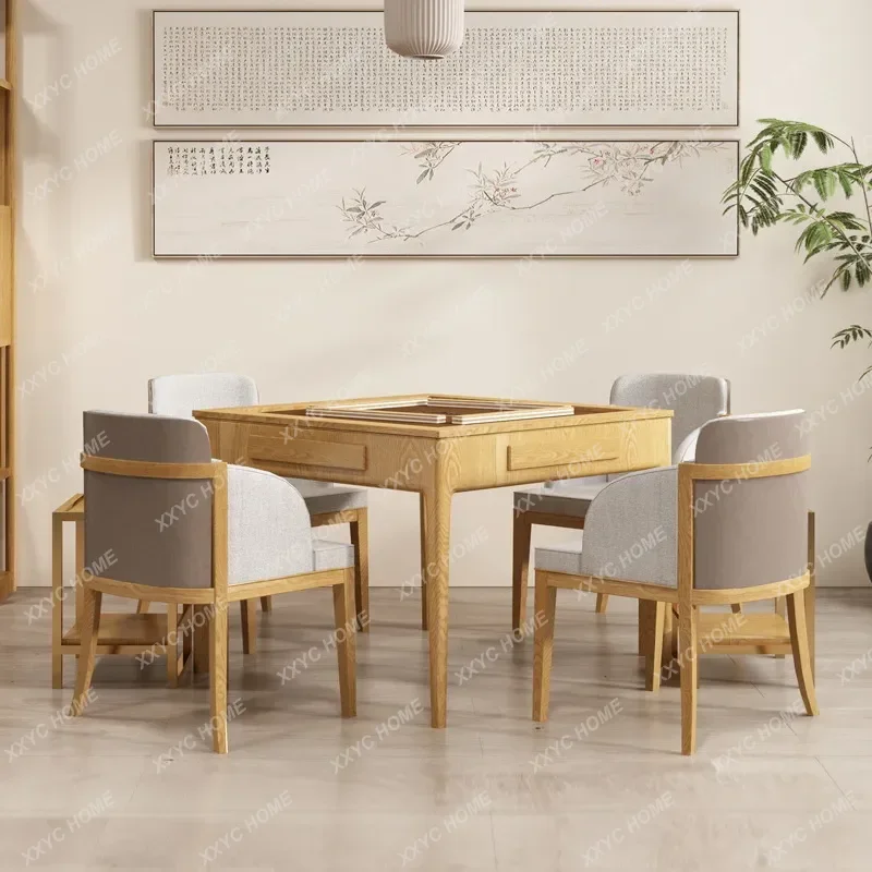 yj7 solid wood mahjong machine dining table dual-purpose automatic household high-end club chess and card table complete