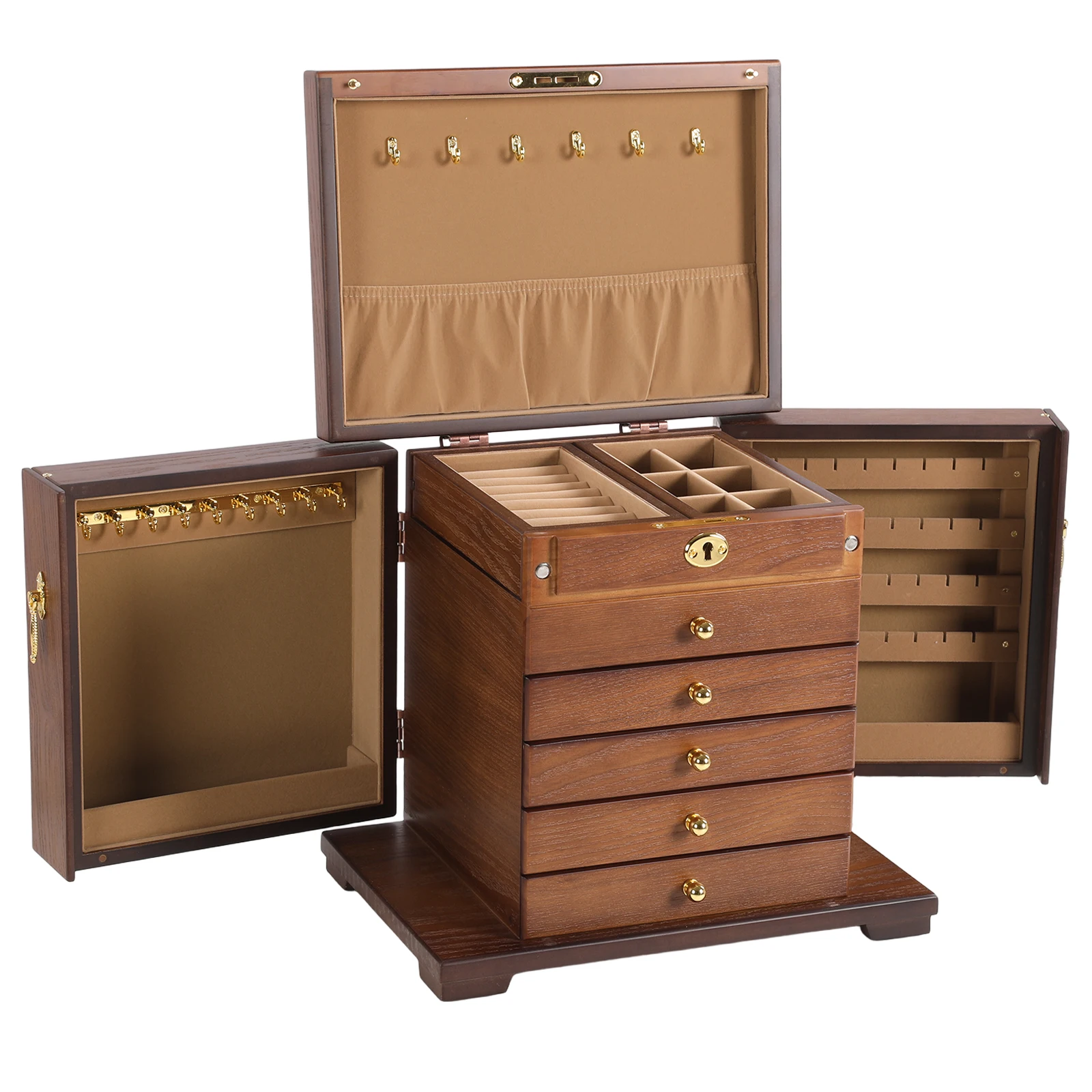Rustic Wooden Jewelry Box Organizer for Women