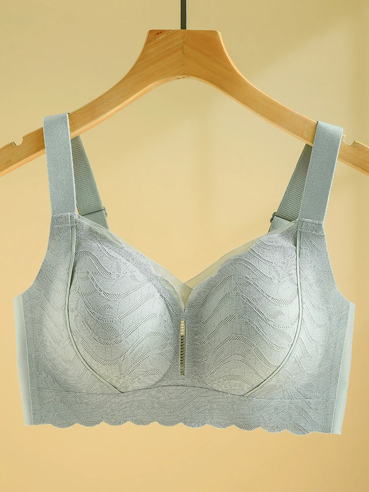 Women Underwear Plus Size Bra Gathered Support Anti-sagging Full Cup Bras No Steel Ring Comfortable Lace Vest Typep Top