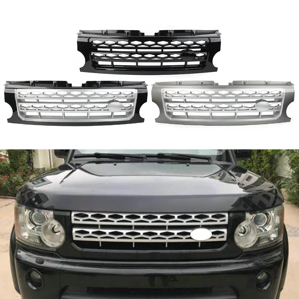 

Car Front Bumper Grille Mesh Grill With Logo For Land Rover Discovery 3 LR3 2005 2006 2007 2008 2009 Gloss Black ABS Plastic