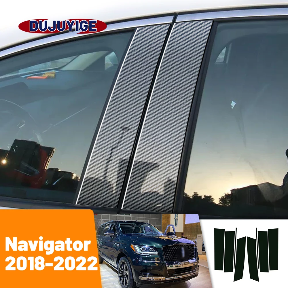 

For Lincoln Navigator 2018-2022 2019 2020 2021 Carbon Fiber Window Door Column Deal B C Pillar Post Cover Trim Sticker