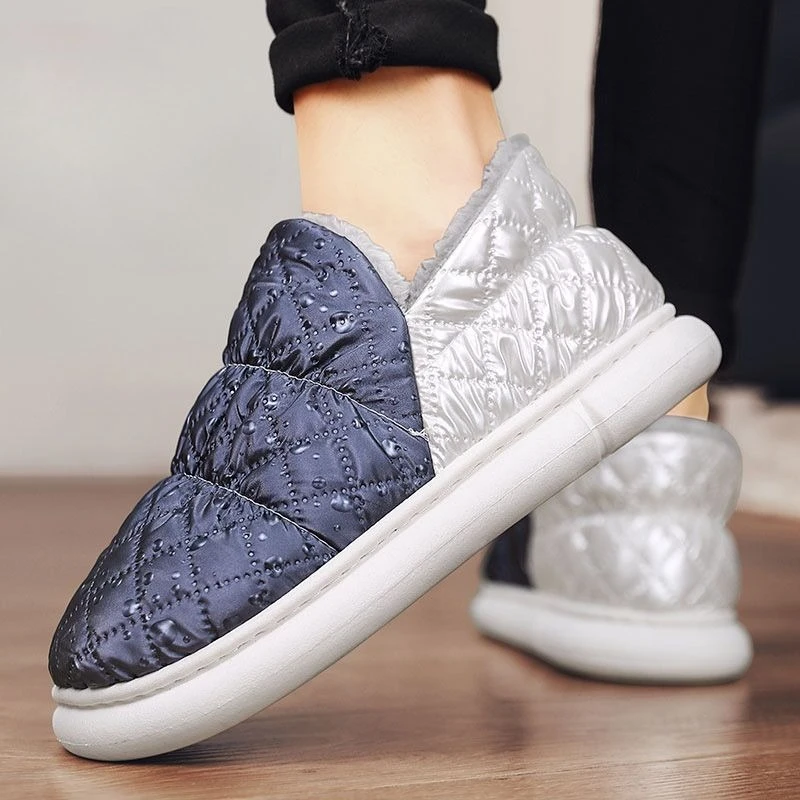 

Men's Winter Fluffy Cotton Slippers with Non Slip Sole Thermal Indoor Couple's Thickened Slippers for Warmth and Comfort