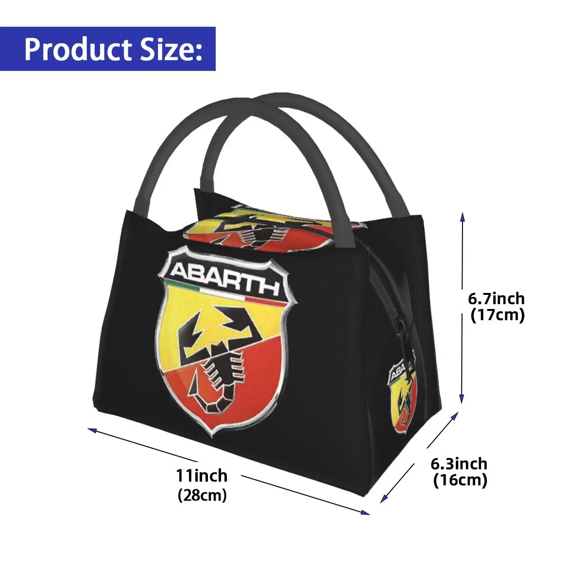 Abarth C Cool Print Insulated Lunch Bag for School Picnic Storage Food Boxes Portable Container Cooler Thermal Lunch Box Tote