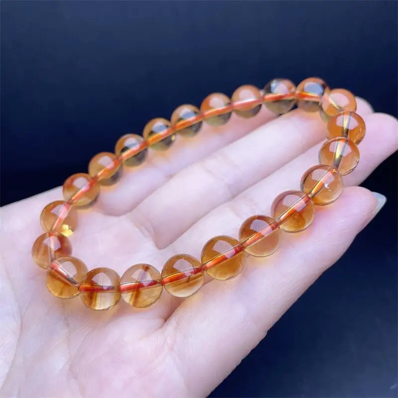 9MM Natural Citrine Bracelet Homme Elastic High Quality Energy Healing Jewelry Women For Boyfriend Gift