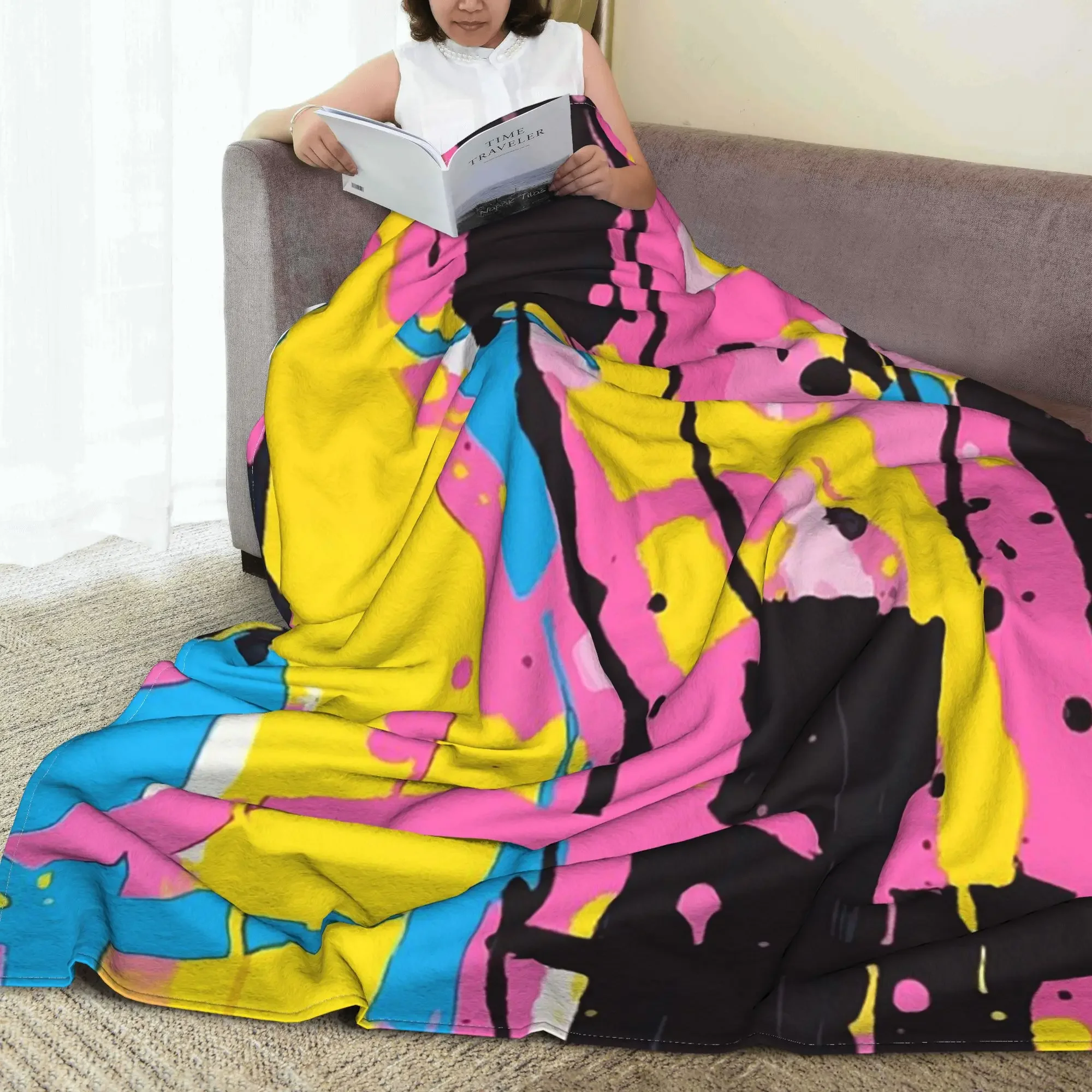 Abstract Graffiti Style Design Blanket Multi-function Fleece Sofa Throw Blanket for Home Bedroom Office Throws Bedspread Quilt