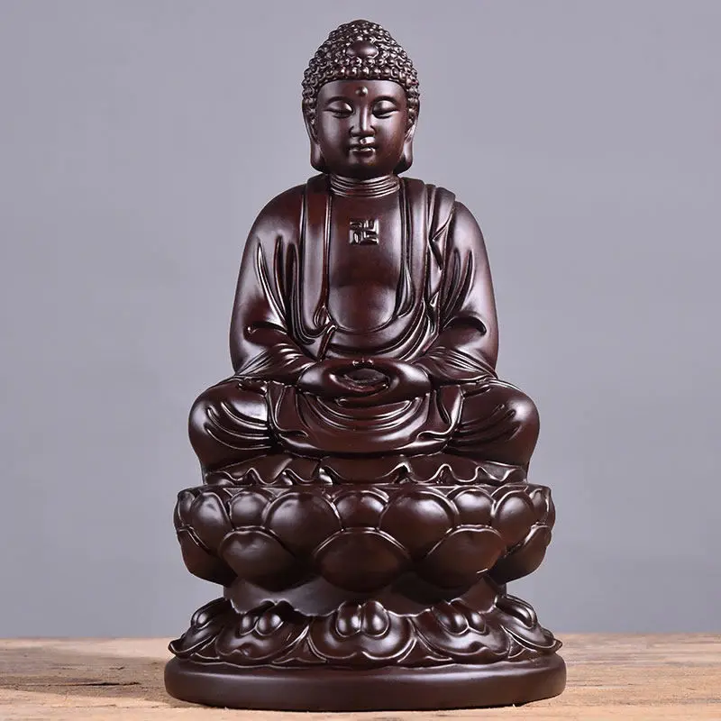6inch dřevěný shakyamuni sochu světlice barvířská celistvý dřevo černá santalové dřevěný buddhy sochu domácí feng shui dekorace