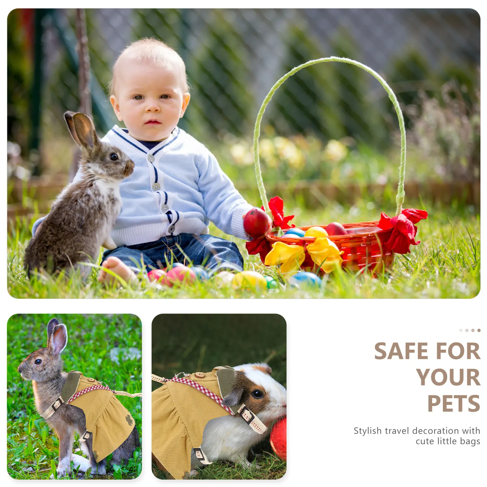 

Small Animal Clothes Cotton Bunny Vest Harness Lightweight Durable Adjustable Leash Hamster Rabbit Costume Pets Decorative Safe