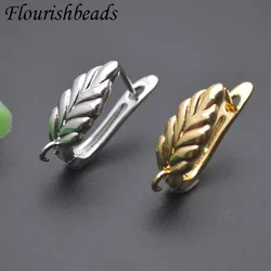 13x17mm 18K Gold Color Leaf Shape Earring Hooks Ear Wire for Women Handmade DIY Earrings Jewelry Making 30pcs/lot