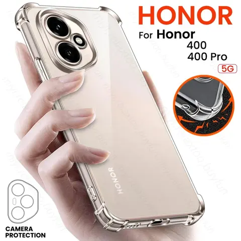 Custodia per telefono trasparente anti-Yellower per Honor 400 5G Cover protettiva in cristallo trasparente su Honor400 Honer 400 Pro Lite Light