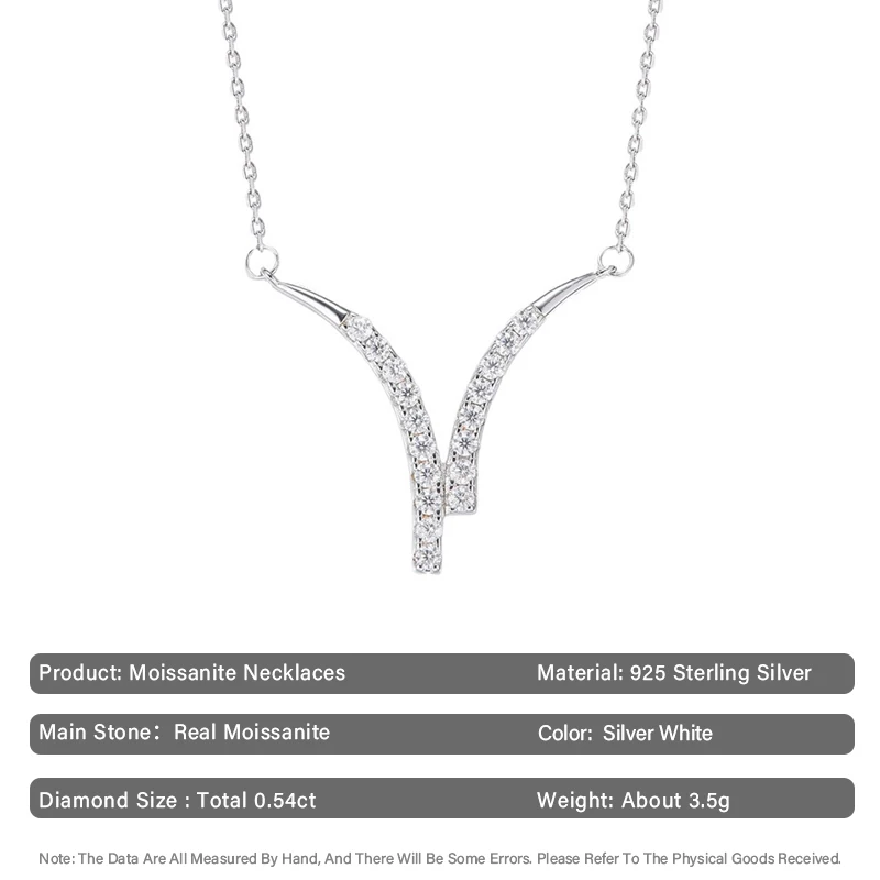 Real Moissanite Pingentes de Diamante Colares para Mulheres, Corrente de Prata Esterlina 925, Jóias de Luxo, Presentes Elegantes para Girl Friend, 0.54cttw