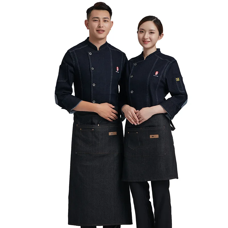 C273 Restaurant Hotel Kitchen Man Woman Chef Jacket Long Sleeve Food Service Chef Overalls Bakery Cooking Catering Work Clothes