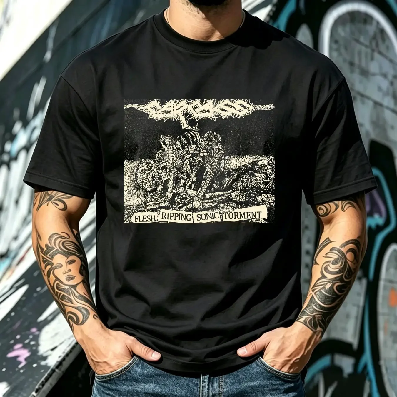 washed T Shirt Carcass death metal Red tee goregrind grindcore Napalm Bolt Thrower Terrorizer Extreme Noise Terror Godflesh