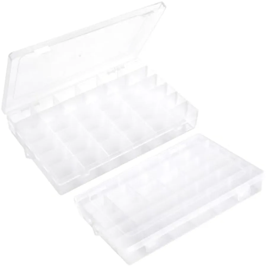 

2 Pack Clear Plastic Organizer Box with 36 Grids and Adjustable Dividers for Beads Crafts Art DIY Jewelry Screws Pins Thread Fi