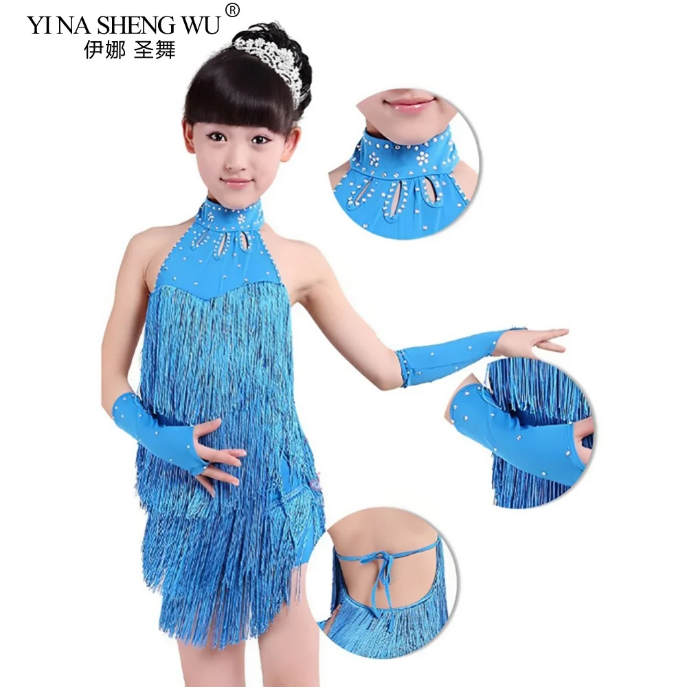 

Детский костюм для танца живота для девочек, юбка для латинской сальсы, платье с кисточками, карнавальная одежда, танцевальная одежда, танцевальная одежда для детей, выступление