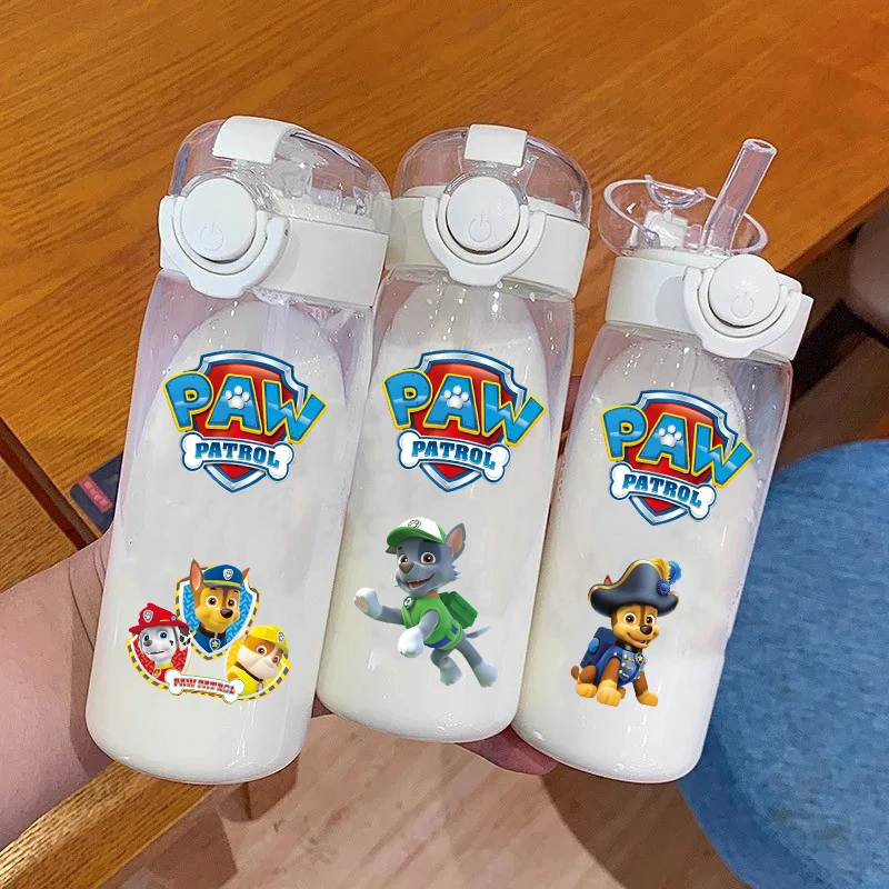 PAW Patrol 400/600mL Ryder Marshall Transparent Plastic Straw Water Cup Portable Outdoor Travel Printed Drinking Sports Bottle