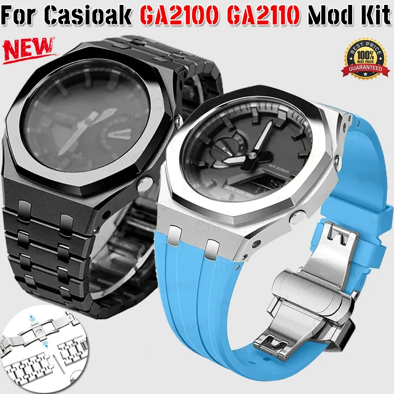 

Mod Kit For Casioak GA2100 GA2110 Metal Case Bezel Rubber strap For Casioak GAB2100 2110 Modification Kit case With Screw Corre