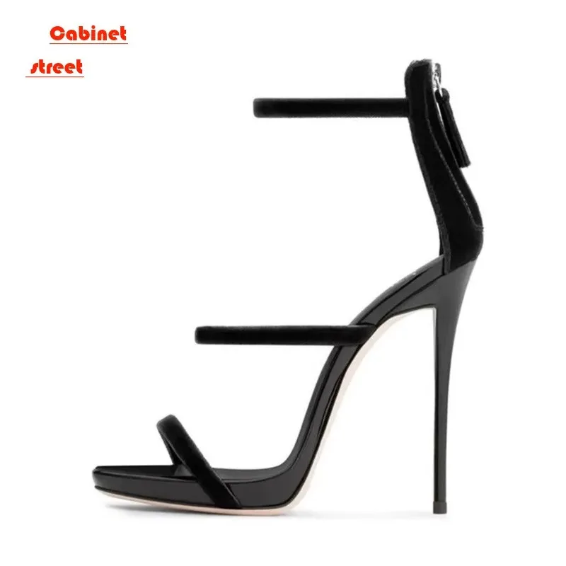 2024 Women\'s Summer New Sexy Stiletto Heels Sandals Fashion High-quality Banquet Zipper Strap Combination High Heels Shoes Pumps