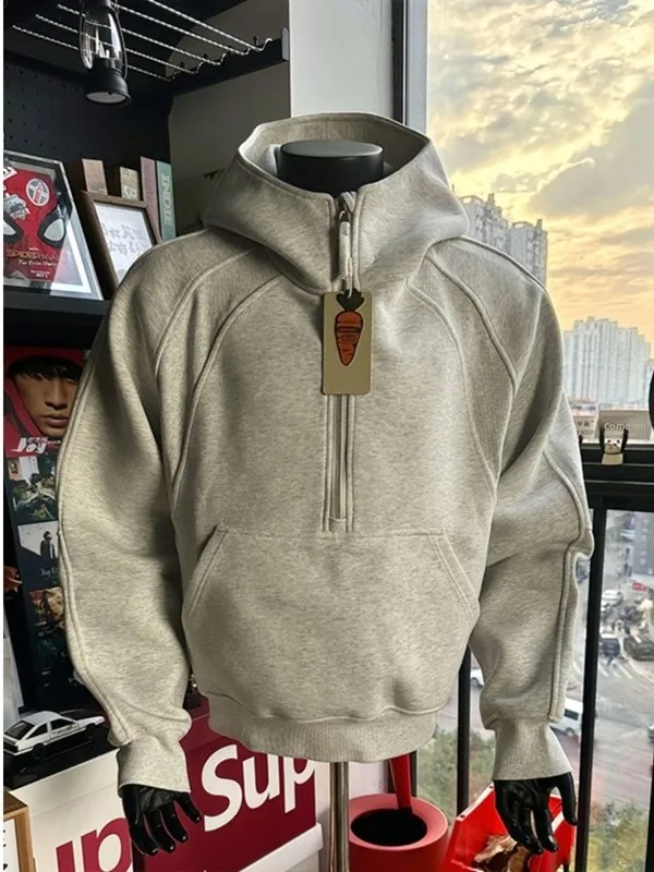 

Мужская толстовка-худи American Sle, плотная, жесткая, с деконструктивным дизайном, удлиненная, для осени