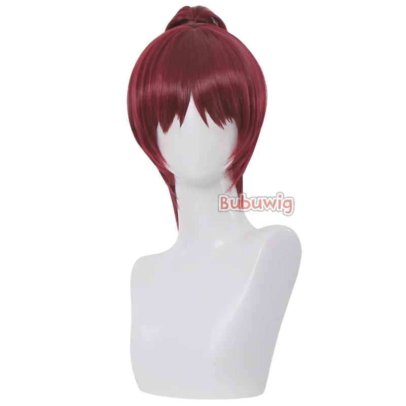 Bubuwig Synthetic Hair Sakura Kyōko Cosplay Wigs Puella Magi Madoka Magica Sakura Kyouko Wine Red Ponytail Wig Heat Resistant