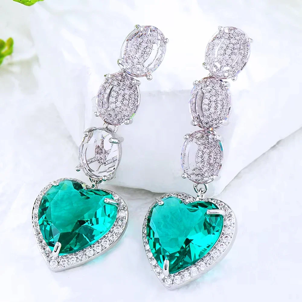 

Kellybola Romantic Shiny Heart Pendant Earrings For Women Wedding Party Gorgeous Dubai Earrings Trendy Jewelry High Quality