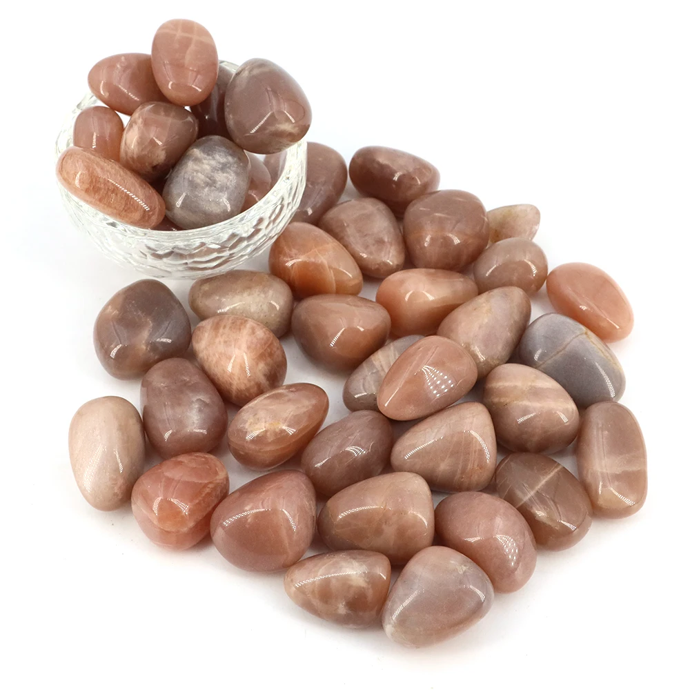 Natural Peach Moonstone Tumbled Stones Bulk Rocks Gemstones Healing Crystals for Home Garden Fish Tank Aquarium Decoration
