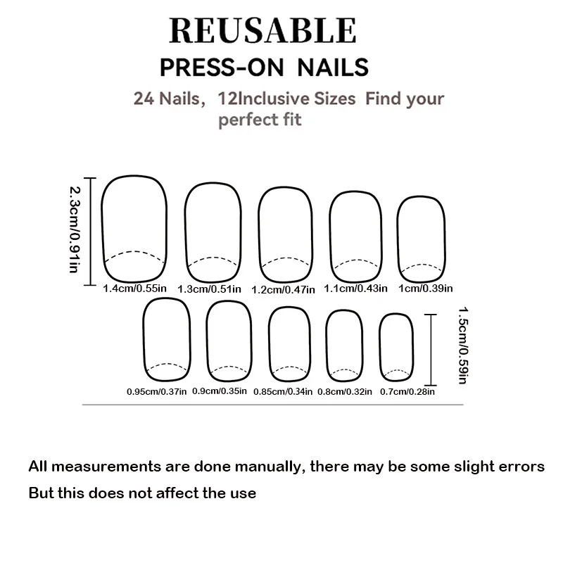 24Pcs Fake Nail Minimalist Everyday Black French Crackle Design with Glitter and Rhinestones Perfect Gift for Women and Friends