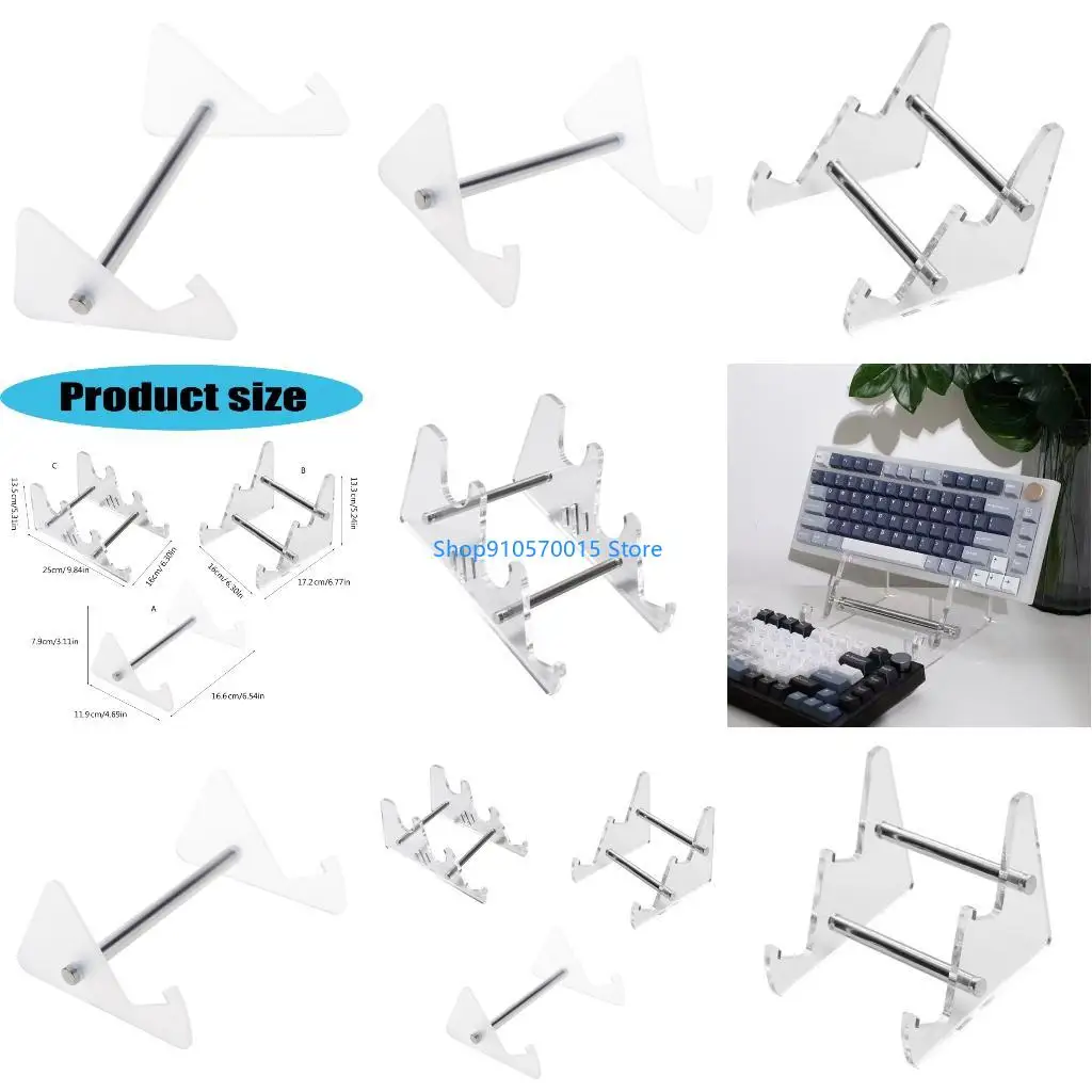B95C Transparents Acrylic Keyboards Stand With Platinums Iron Parts Detachable Storage Holder