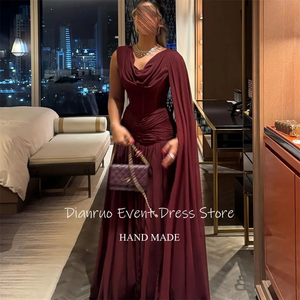 Suknia wieczorowa bez rękawów Dianruo w kolorze burgundowym, marszczona długa suknia na przyjęcie, Abendkleider Dubai, eleganckie Vestidos De Fiesta, szyta na miarę