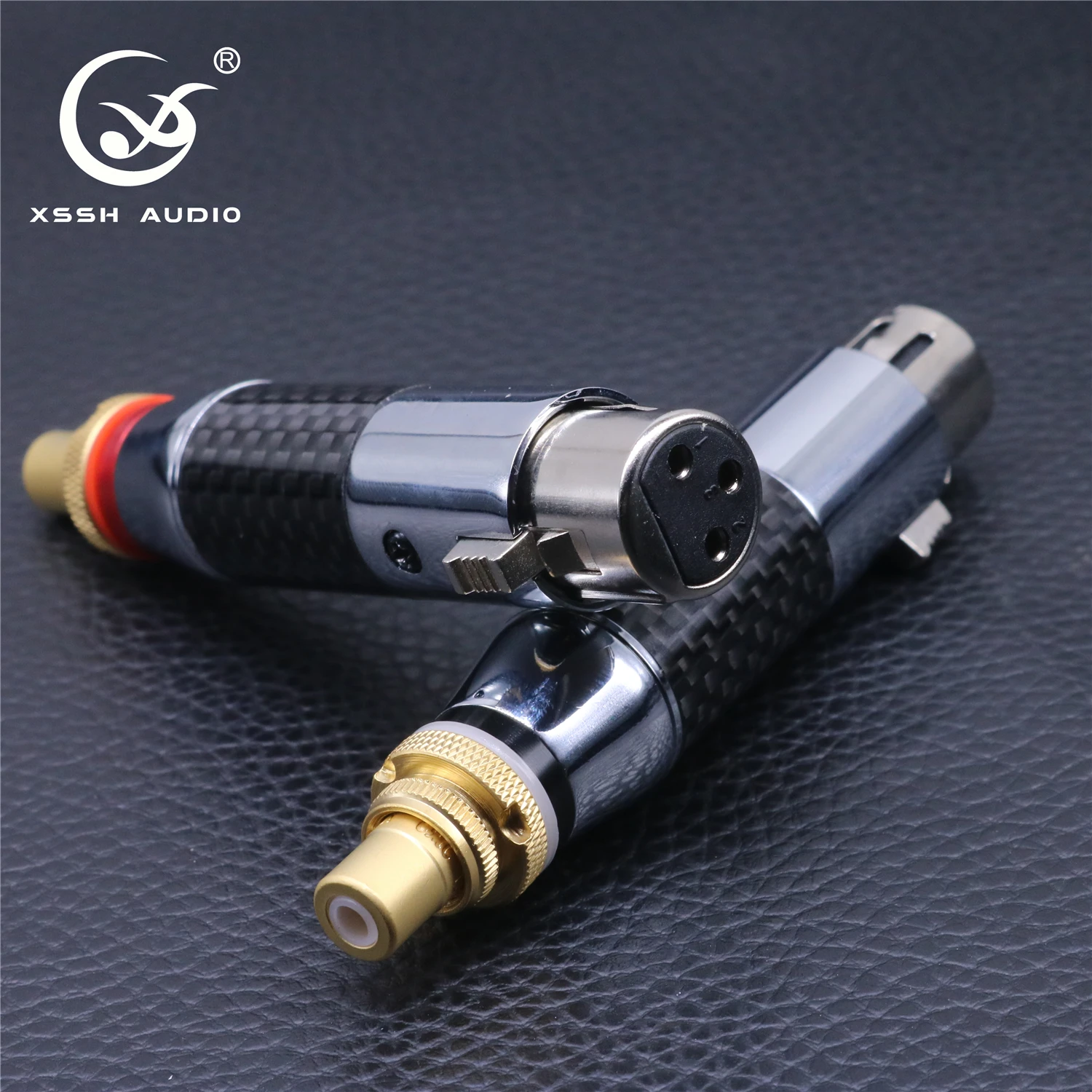 4Pcs 3Pins Connector แจ็ค XSSH เสียงสีดำคาร์บอนไฟเบอร์ Tellurium ทองแดง RCA Gold Plated โรเดียมสำหรับท่านชายหญิง XLR To อะแดปเตอร์ RCA