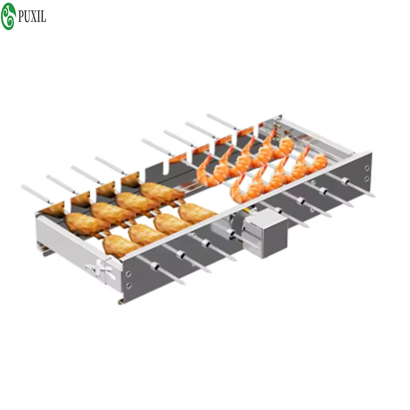 New Update USB Automatic Rotating BBQ Skewer Machine 9 Slots Flat Skewer Rotisserie Spit Motor with Detachable Power Cord