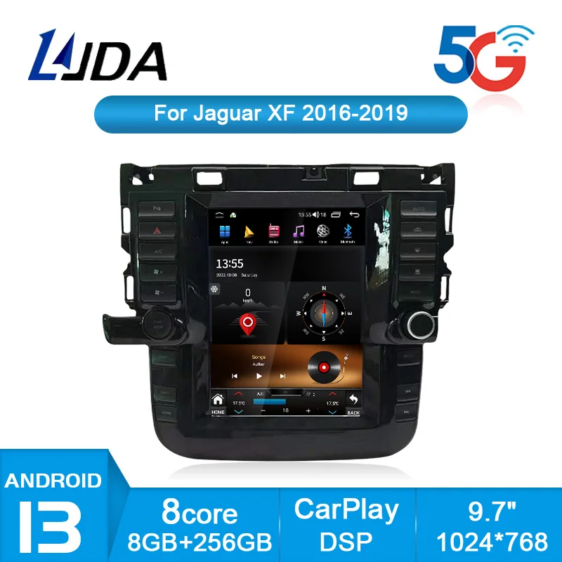 

LJDA Android 13 Car Multimedia Player For Jaguar XF 2016 2017 2018 2019 Car Radio GPS Navigation Auto Audio DSP 9.7 Inch