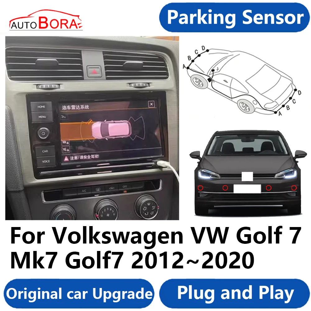 

AutoBora OEM Parking Sensor Buzzer System Reverse Backup Accessories Plug and Play For Volkswagen VW Golf 7 Mk7 Golf7 2012~2020