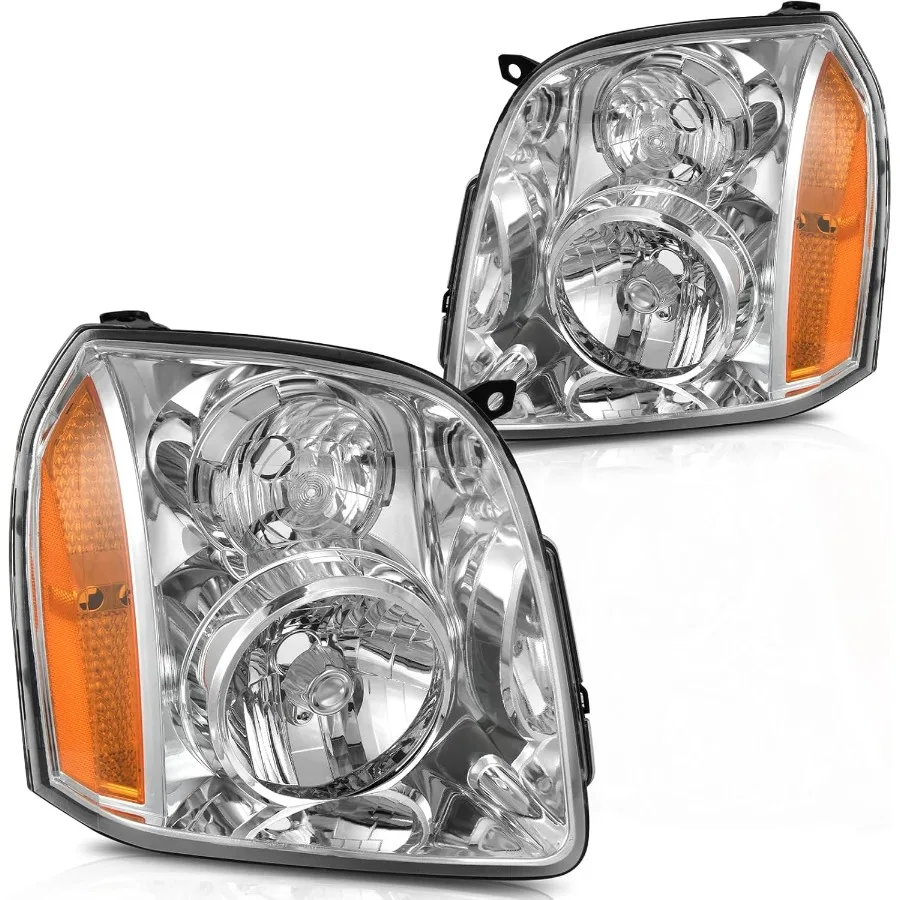 

Фара в сборе, совместимая с GMC Yukon XL 1500 2500 20072014 годов выпуска для пассажиров и со стороны водителя с хромированным корпусом и прозрачными линзами