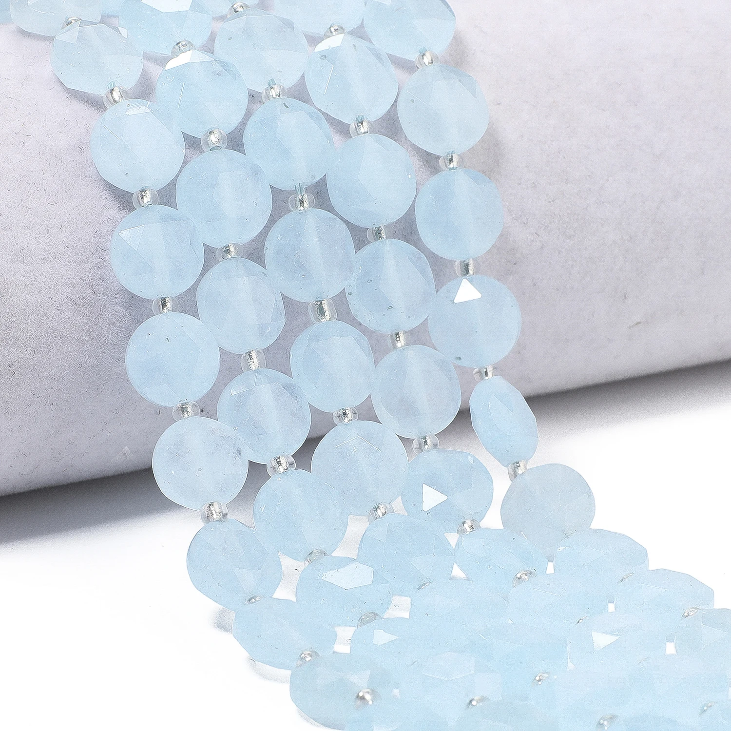 10x5mm AAA facettierte Münzperlen aus natürlichem blauem Aquamarin, Rondelle-Abstandsperlen für die Schmuckherstellung, DIY-Charms, Armbänder, 15''