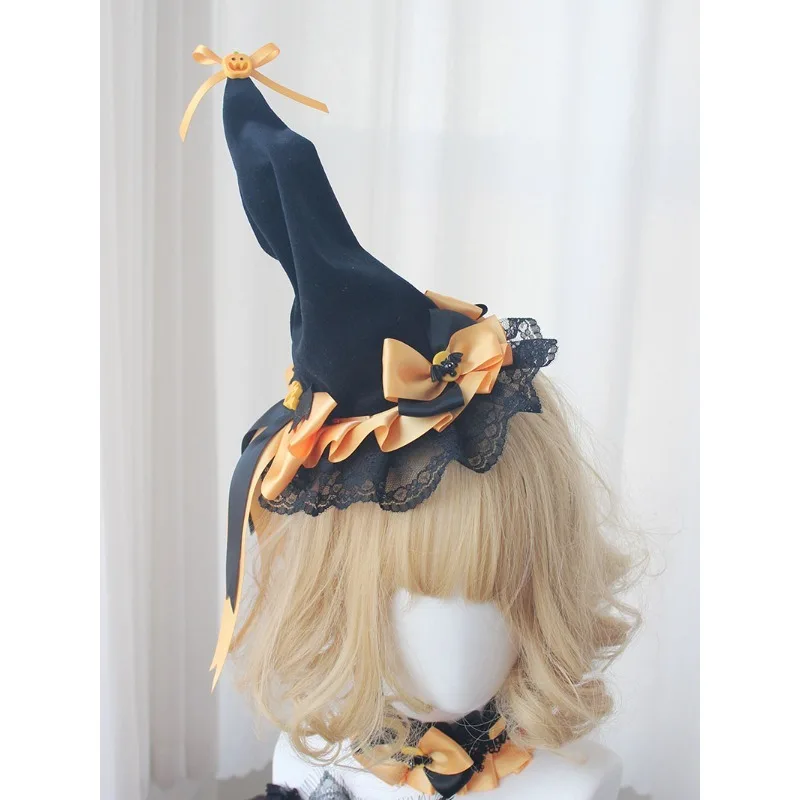 Original Handmade Devil Wings Halloween Hair Accessory Pumpkin Pointed Tip Magic Hat Witch Hat Children Witch Hair Accessory