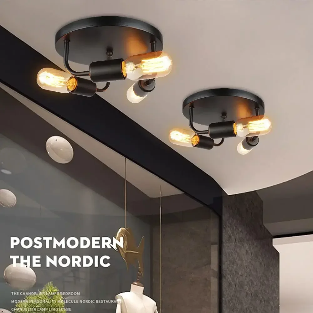 

Retro Industrial Style Iron Three Head Ceiling Light Black Simple Clothing Store Living Room Dining Room Shop Ceiling Lamp E27