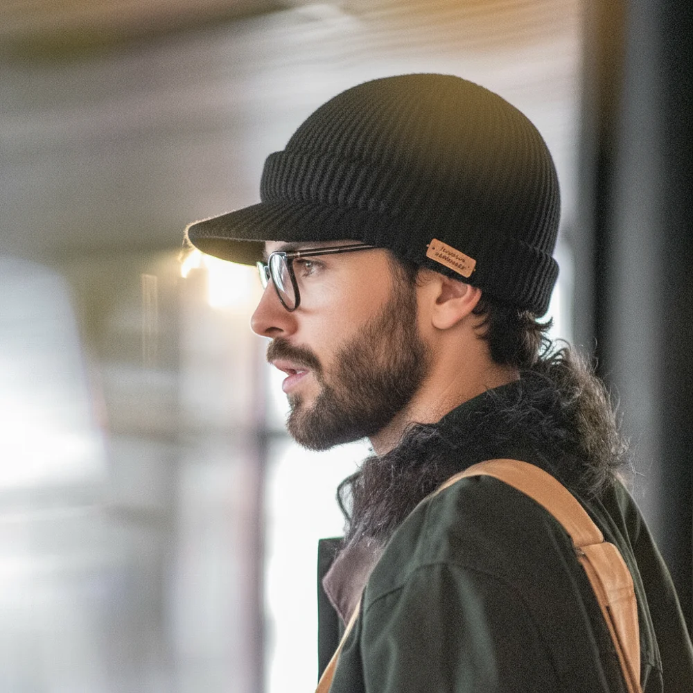 Maden 빈티지 블랙 니트 야구 모자 따뜻한 모직 모자 가을과 겨울 캐주얼 바이저 비니를위한 남여 다목적 액세서리